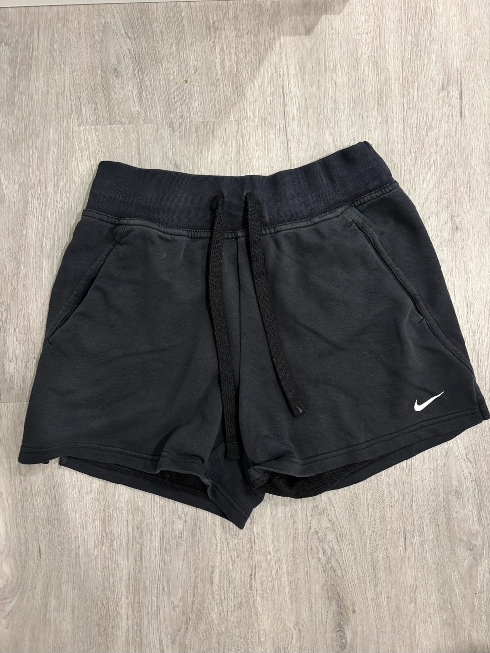 Nike Women's Black Athletic Drawstring Shorts with Swoosh